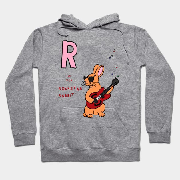 R is for Rockstar Rabbit Hoodie by JennyGreneIllustration